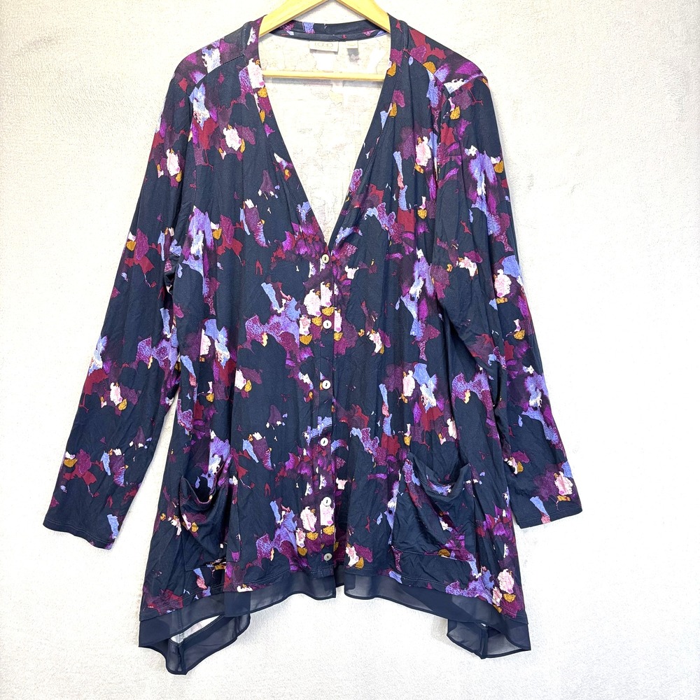Lot Of 2 Talbots LOGO Lori Goldstein Tops Womens XL Button Up Dot Floral Stretch - Picture 2 of 12